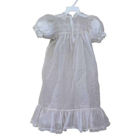 Madonna white dotted swiss christening gown, delicate, sheer, baptism, vintage - Picture 2 of 6